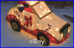 Whimsy 3D SANTA CRUISING IN HIS CAR Lighted Tinsel Christmas Yard Display NEW