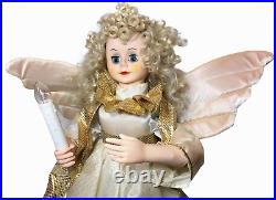 White Angel Animated Motionette Holiday Figure & Lighted Candle Pearl Crown 24