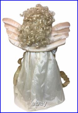 White Angel Animated Motionette Holiday Figure & Lighted Candle Pearl Crown 24