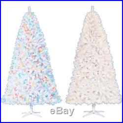 White Artificial Christmas Tree 7.5 Ft PreLit Holiday Clear Color Changing Light