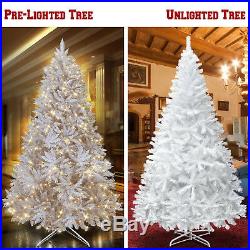White Artificial Christmas tree Tall 7-7.5′ Natural Fir Pine Unlit Prelit Hinged