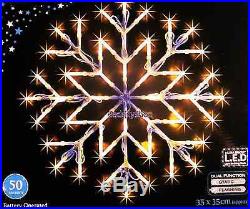 White Christmas Snowflake Light Window 50 LED Lights Static/Flash Warm