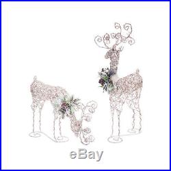 White LED Light Up Deer Reindeer Set (2) Holiday Christmas Decoration New