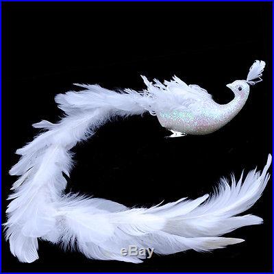 White Long Tail Peacock Ornament