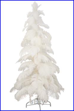 White Ostrich Feather Tree 3ft Christmas Tree 1920′s Style Real Feathers