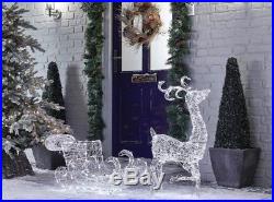 White Reindeer & Sleigh Indoor Outdoor 140 LED Lights Christmas Decoration 100cm