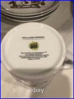 Williams Sonoma GRINCH CHRISTMAS Salad Dessert Plates SET of 4 & 2 Cups NIB