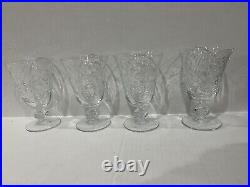 Williams Sonoma Pinecone cut Goblet Glasses SET OF 4 clear