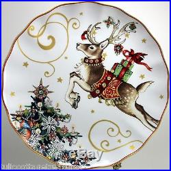 Williams Sonoma Twas Night Before Christmas Reindeer Dinner Plates Set of 4