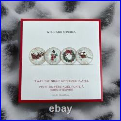 Williams Sonoma Twas The Night Before Christmas Appetizer Plates, SET of 4. NIB