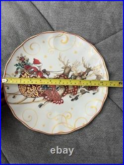 Williams Sonoma Twas The Night Before Christmas SANTA SLEIGH SET 4 DINNER PLATES