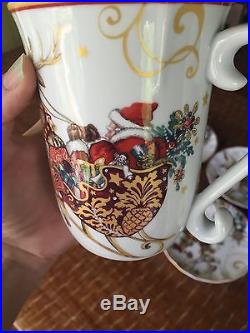 Williams Sonoma'Twas The Night Before Christmas Set Of 4 Mugs And 4 Plates