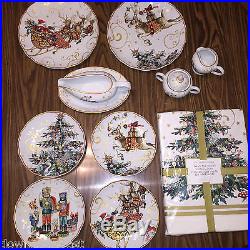 Williams Sonoma'Twas the NIGHT BEFORE CHRISTMAS 22 Pc. SET PLATES TABLECLOTH