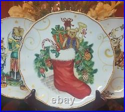 Williams Sonoma Twas the Night Before Christmas Mixed Dinner Plates Set/4 NEW