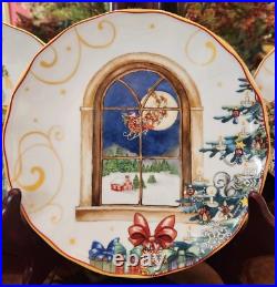 Williams Sonoma Twas the Night Before Christmas Mixed Salad Plates Set of 4