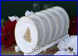 Williams-sonoma Gold Christmas Tree Plates (six) Nwt- Trim Your Table In Style