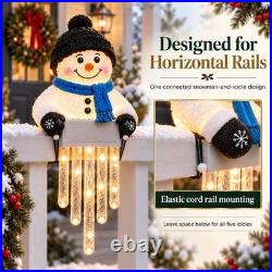 Winter Glow Snowman Icicle Light Decor Outdoor Christmas Railing Decor