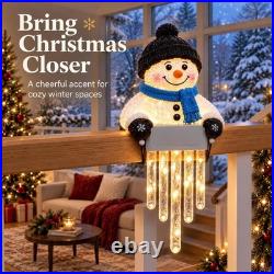 Winter Glow Snowman Icicle Light Decor Outdoor Christmas Railing Decor