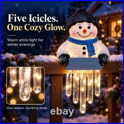 Winter Glow Snowman Icicle Light Decor Outdoor Christmas Railing Decor