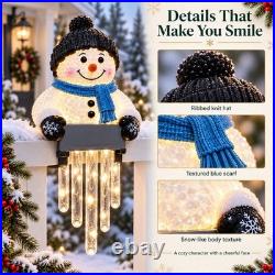 Winter Glow Snowman Icicle Light Decor Outdoor Christmas Railing Decor