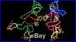 Winter Ice Skating Christmas Kids Outdoor LED Lighted Decoration Steel Wireframe