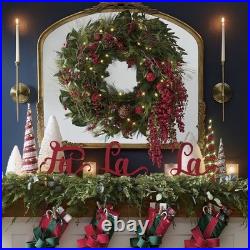 Winter Red Berry 32 Cordless & Holiday Wreath with50 Warm-White Lights & Greenery