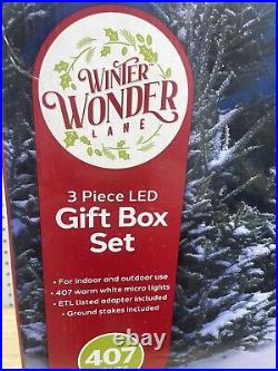 Winter Wonder Lane 3 Piece Lighted Christmas Gift Box Set Yard Decoration New
