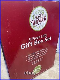 Winter Wonder Lane 3 Piece Lighted Christmas Gift Box Set Yard Decoration New