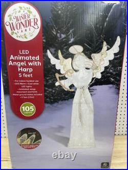Winter Wonder Lane 5′ LED Animated Angel With Harp Christmas Decor BEAUTIFUL