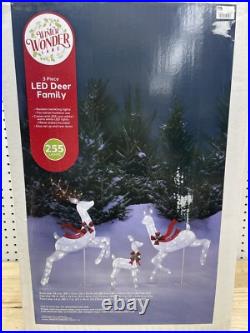 Winter Wonder Lane LED 3-Piece Elegant White Twinkling Deer Family Set Christmas