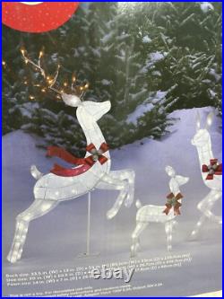 Winter Wonder Lane LED 3-Piece Elegant White Twinkling Deer Family Set Christmas