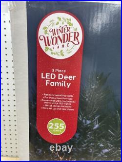 Winter Wonder Lane LED 3-Piece Elegant White Twinkling Deer Family Set Christmas