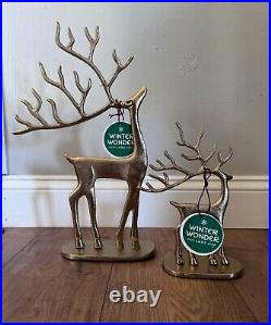 Winter Wonder Lane Sculpted Reindeer Gold Pottery Barn Inspired 16 and 10