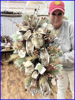 Winter Woodland Swag Artificial Christmas Wreath Front Door