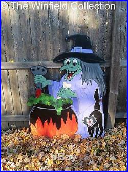 Witches Brew with Cauldron Wood Outdoor Halloween Lawn Ornament, Halloween Witch