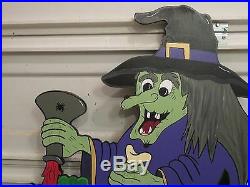 Witches Brew with Cauldron Wood Outdoor Halloween Lawn Ornament, Halloween Witch