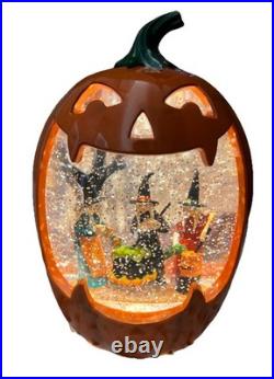 Witches Water Globe Swirling Confetti Lighted LED Halloween Jack o Lantern NEW