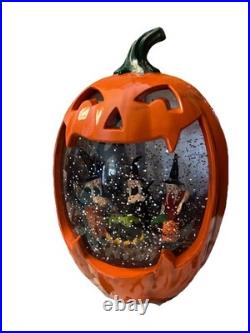 Witches Water Globe Swirling Confetti Lighted LED Halloween Jack o Lantern NEW