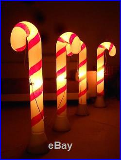 Wonderful Old Christmas MID Century Huge Outdoor Lighted Candy Canes Set Of 4