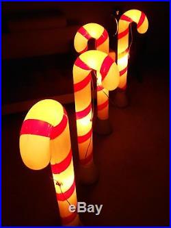 Wonderful Old Christmas MID Century Huge Outdoor Lighted Candy Canes Set Of 4