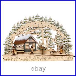 Wood Candle Arches Christmas Cabin Winter Forest Winter Figures Rear Decorated