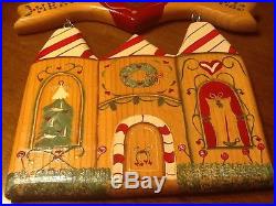 Wood Christmas Holiday Wall Door Hanging Ginner Bread House Greetings Plaque
