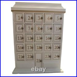 Wood compartment Calendar 25 Day Countdown holiday apothecary door knobs