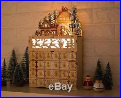 Wooden Advent Calendar-LED Light Up Festive Christmas Village I 2 DAYS SHIPPING