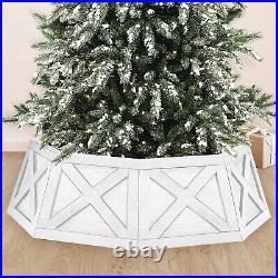 Wooden Christmas Tree Collar Box with X-Pattern, 8 Panels 39'' Extra Large Oc