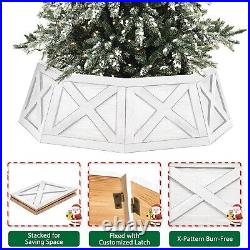 Wooden Christmas Tree Collar Box with X-Pattern, 8 Panels 39'' Extra Large Oc