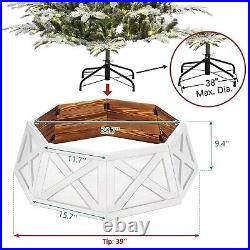 Wooden Christmas Tree Collar Box with X-Pattern, 8 Panels 39'' Extra Large Oc