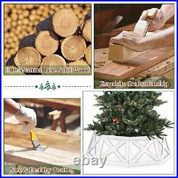Wooden Christmas Tree Collar Box with X-Pattern, 8 Panels 39'' Extra Large Oc