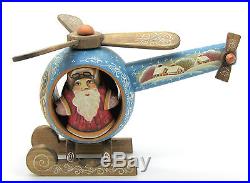 Wooden Figure Russian Doll Father FROST Santa Helicopter Christmas HAND PAINTED