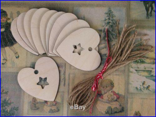 Wooden Heart & Star Shapes, Lazercut, Craft, Christmas, Wedding, 10 Pack, 6cm